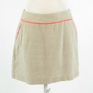 LOFT Khaki & Hot Pink Linen Mini Skirt Size 8